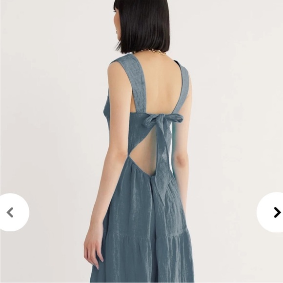 NWT Rumer (Anthropologie) 100% Linen Mia Maxi Dress Liberty Blue/Green Sm ($349) - Picture 3 of 13